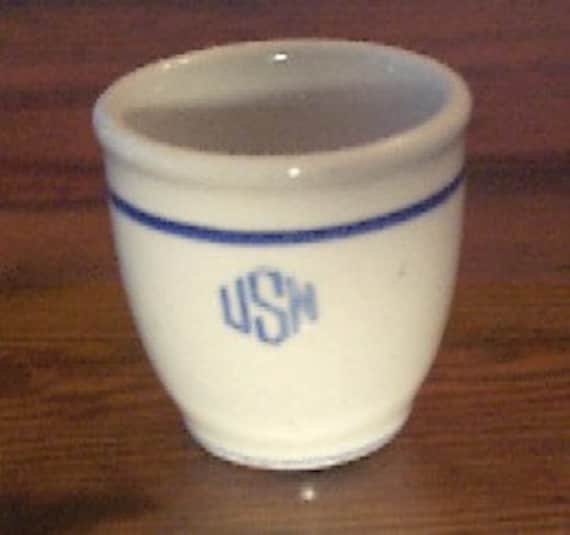 MILITARY - US NAVY CORNING HANDLELESS MUG CUP ① Military surplus from a dependable Army Navy Store.