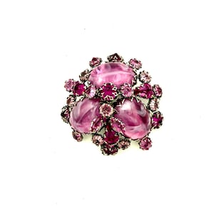 Sale: Schreiner Pink Art Glass Brooch