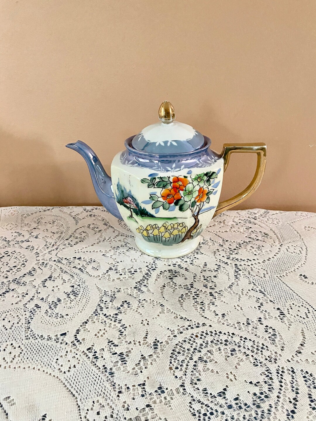 Vintage Japan Lusterware Teapot Etsy