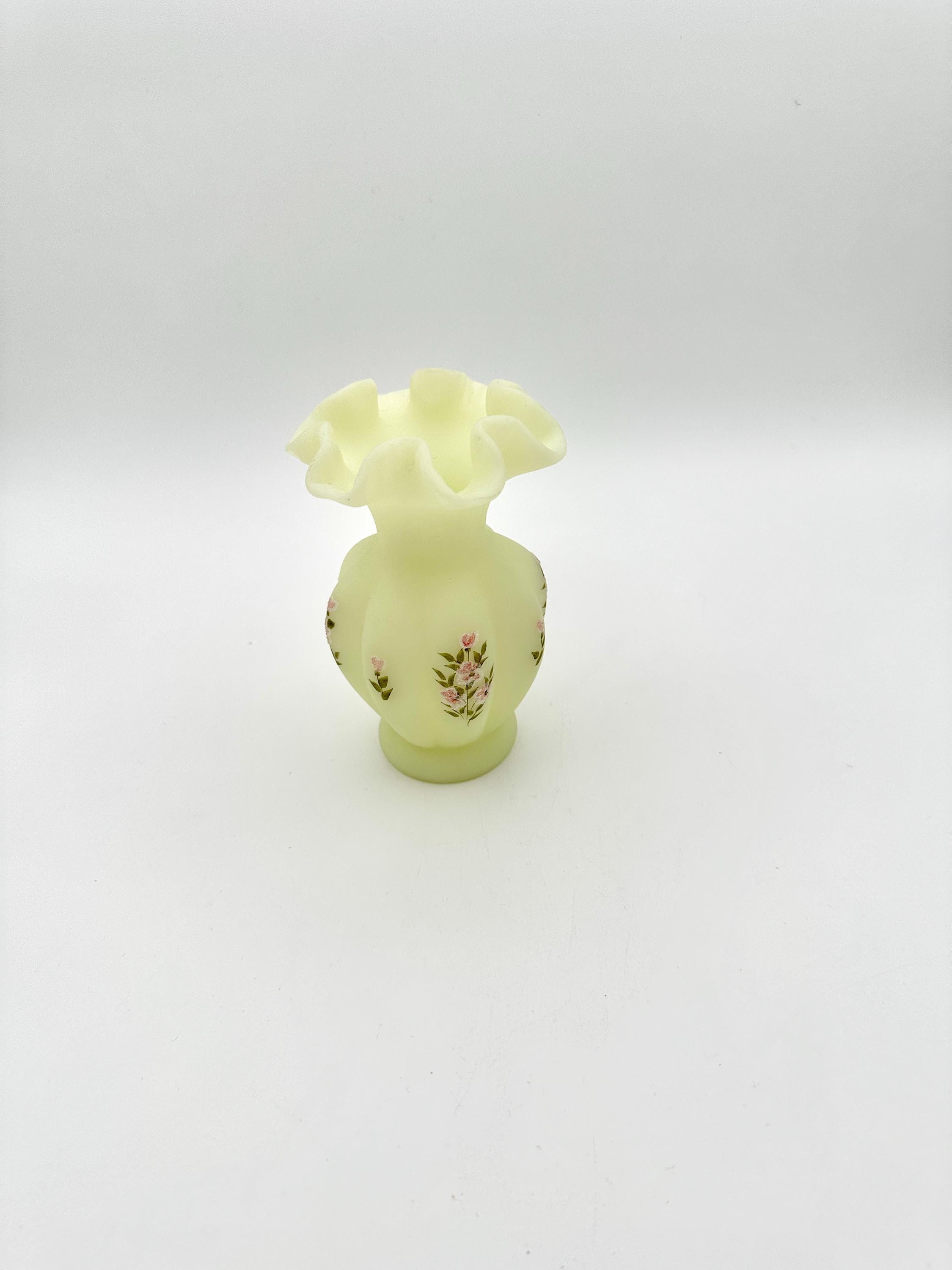 Fenton Custard Uranium Glass Vase Hand Painted - Etsy