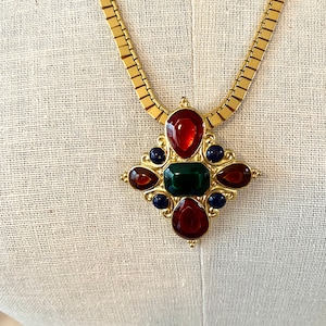 Vintage Jay Strongwater Slider Pendant and Monet Box Chain Necklace