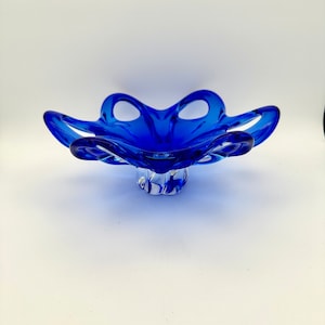 Blue Transparent Art Glass Bowl