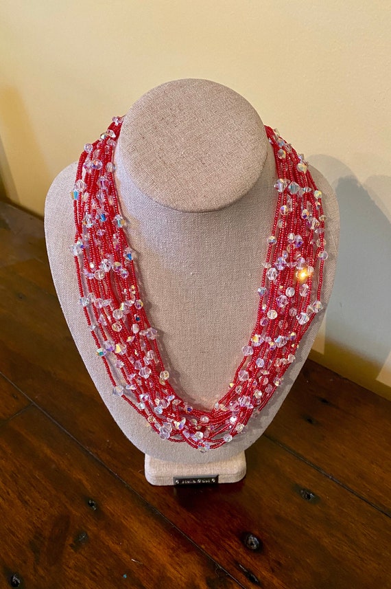 Sale: Vintage Vendome Never Worn Red Seed Beads an