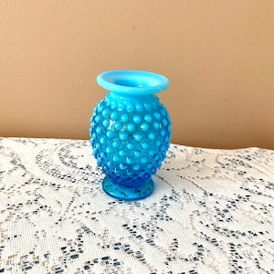 Vintage Fenton Small Blue Opalescent Vase