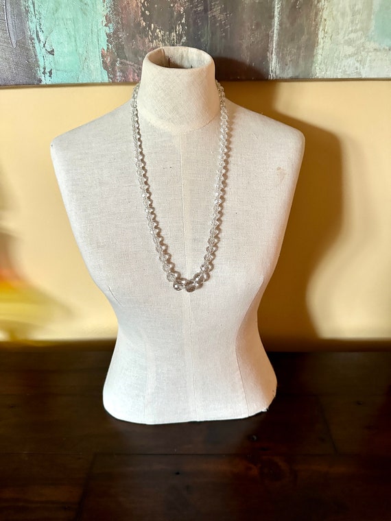 Vintage Quartz/ Rock Crystal Necklace On Silver C… - image 1