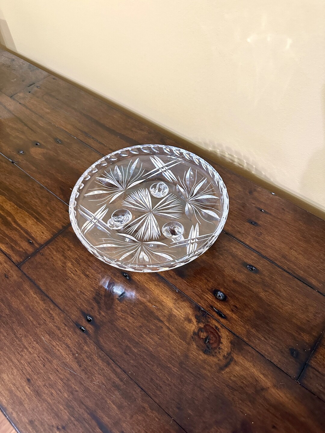 Vintage Cut Glass Footed Bowl Etsy