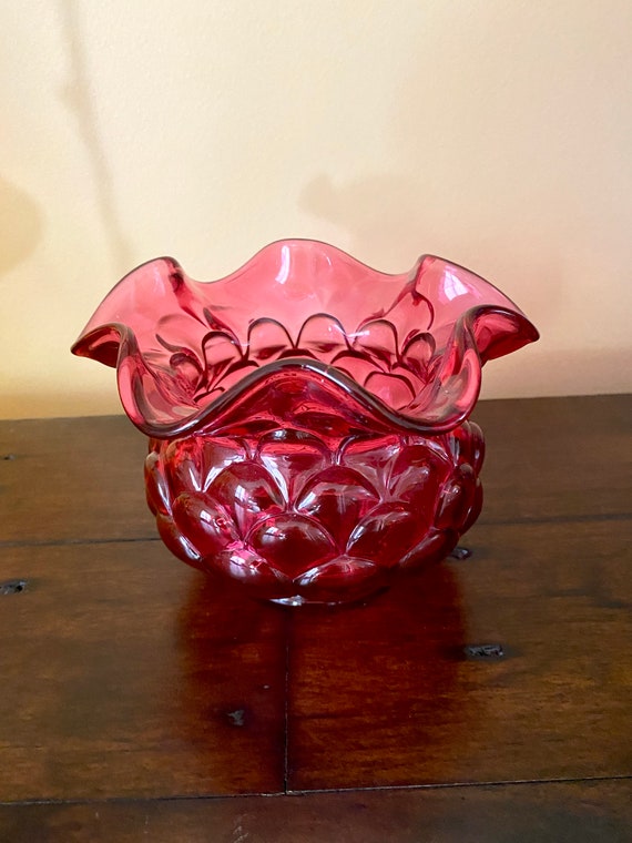Vintage Cranberry Glass Bowl Etsy
