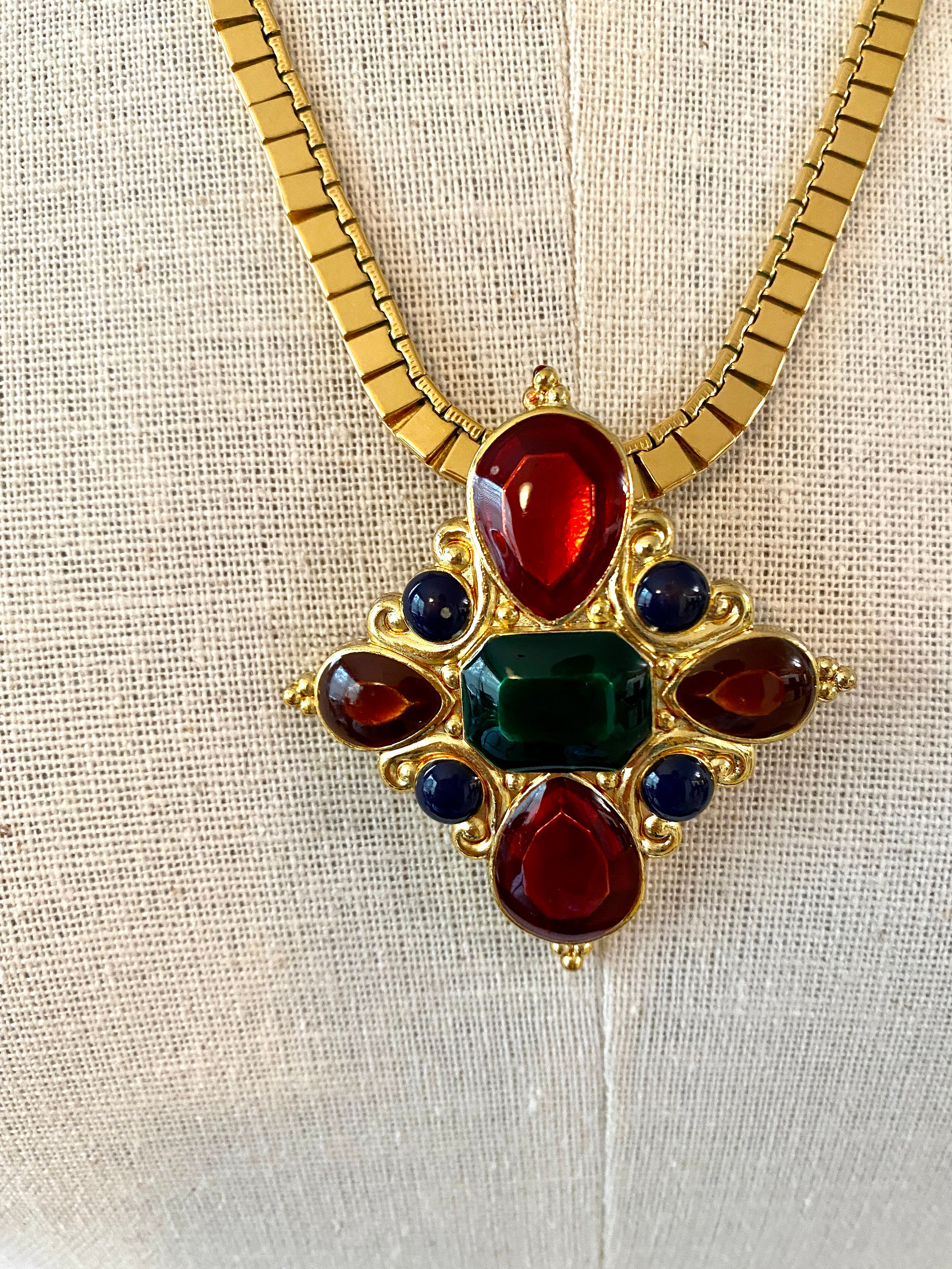 Vintage Jay Strongwater Slider Pendant and Monet Box Chain