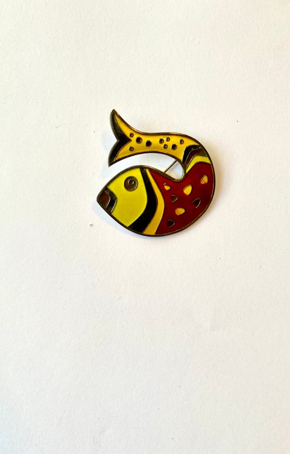 David Anderson Enameled Sterling Fish Brooch