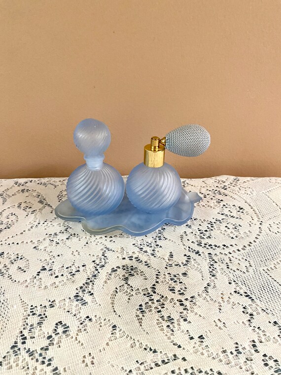 Antique Frosted glass Vanity Jar with Victorian boy w… Gem