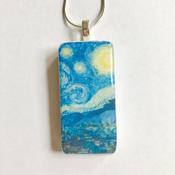 Handmade Van Gogh Starry Night Domino Pendant