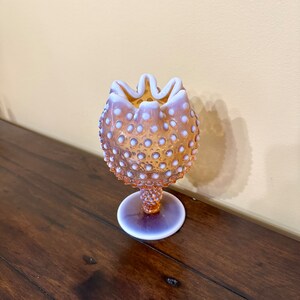 Vintage Fenton Opalescent Cameo Rose Bowl: Pedestal Display