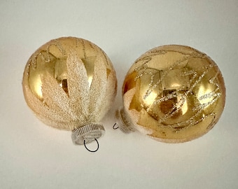 Vintage West German Gold Glass Ornaments