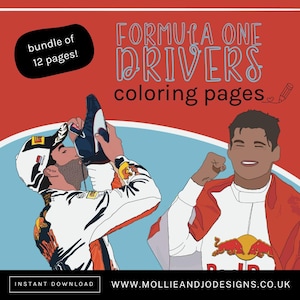 F1 Drivers Colouring Pages - Set of 12 | Printable Colouring Sheets | Instant Download