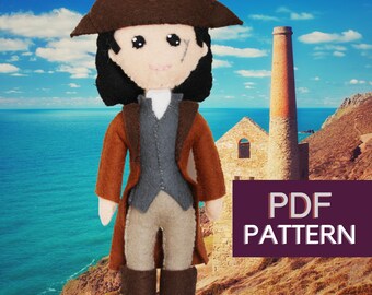 Poldark Felt Doll Sewing Patten, Tutorial, Instant Digital Download, PDF Pattern