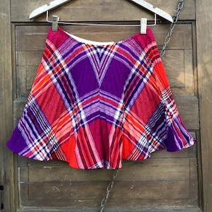 Vintage 60er Jahre Chevron karierter Plissee Mini Skort von Kelita Gr. 27