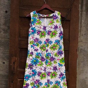 Tuta intera vintage anni &#39;70 fatta a mano a gamba larga senza maniche Flower Power / Onesy / pagliaccetto / tuta pantalone