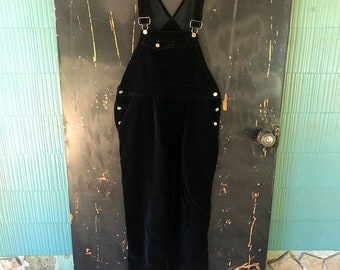 Vtg 90s velvet JUMPER dress black maxi overalls dress velvet | Etsy