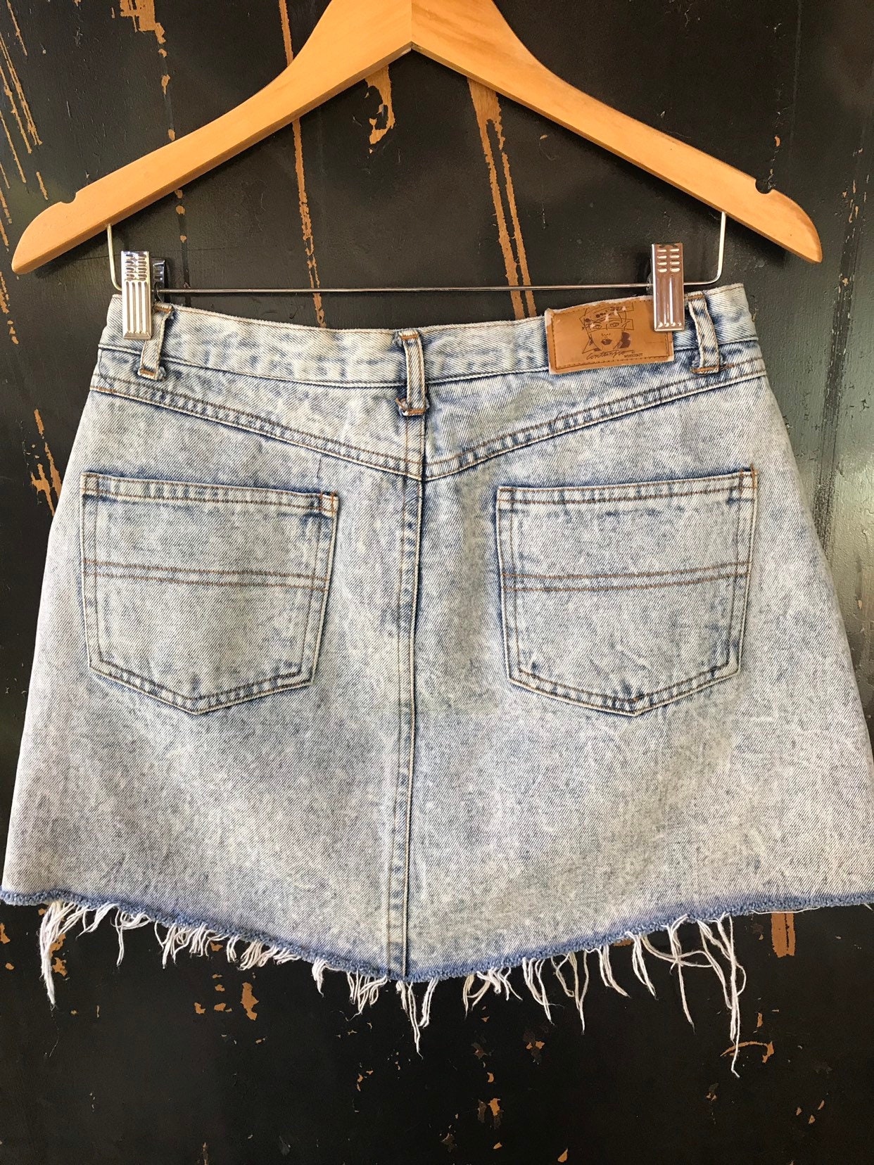 1980's Front Zipper Acid Wash Denim Skirt by Paris Jeans – DESERT MOSS  VINTAGE