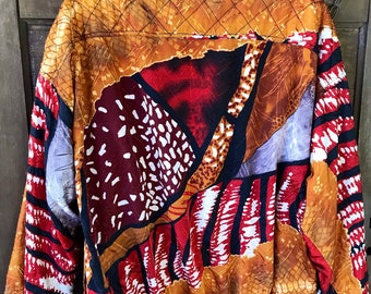 Vintage 80's Abstract Animal Mixed Print Windbreaker Bomber