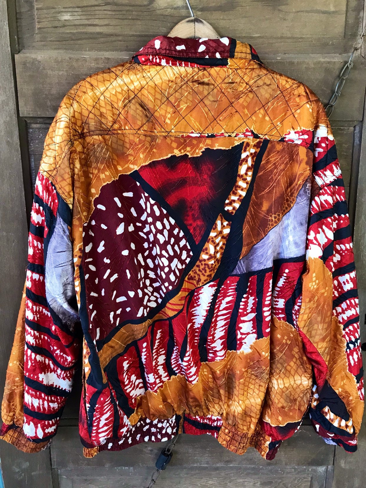 Vintage 80's Abstract Animal Mixed Print Windbreaker Bomber