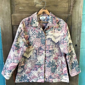 Women's Erin London Long Sleeve Blazer Jacket Size Medium Colorful Abstract