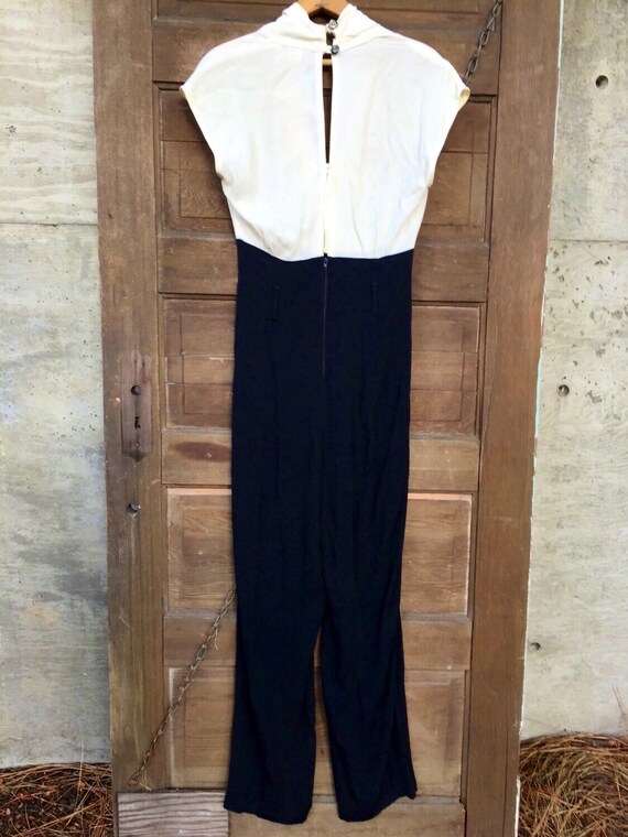 Vintage 90's Elegant Black and White Jumpsuit Wit… - image 2