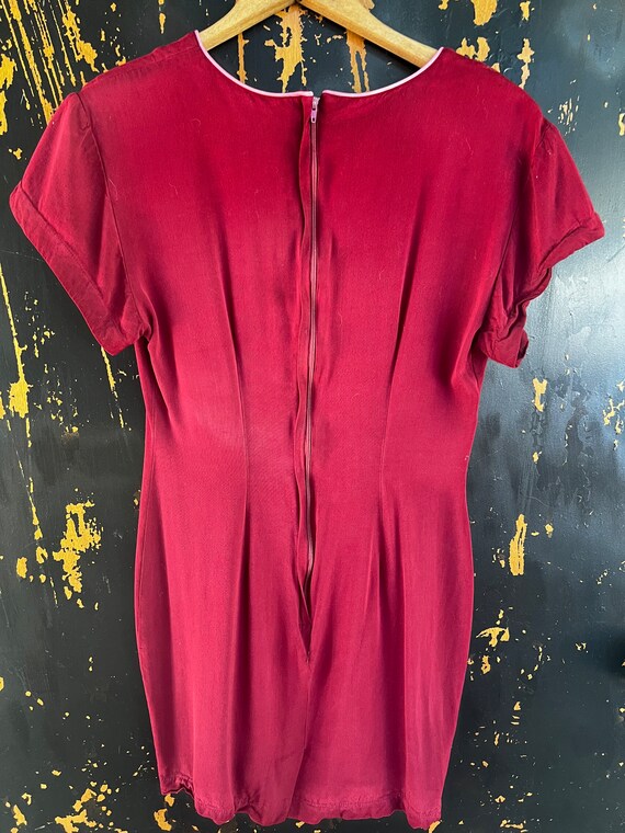 Vintage 60's Mod Maroon Mini Dress Size small - image 6