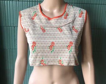 Vintage 60's Groovy Mod Abstract Print Crop Top Tank Top