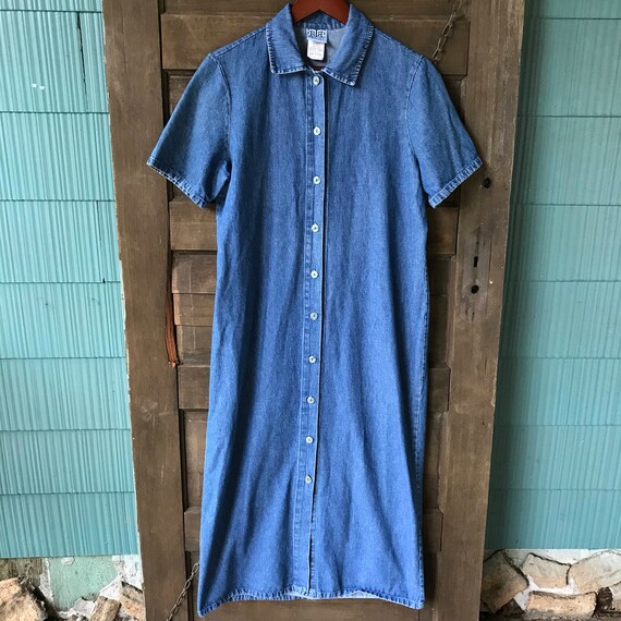 petite denim maxi dress