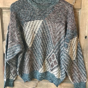 Vintage 80&#39;s Slouchy Unisex Geometric Pullover Sweater size medium