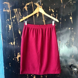 Vintage 80’s Red with Black Striped Sweatpants Fabric Pencil Midi Skirt by Weekenders size Medium