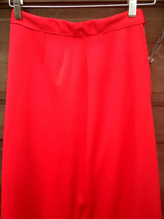 Vintage 70's Bright Red High Waisted Maxi Skirt w… - image 3