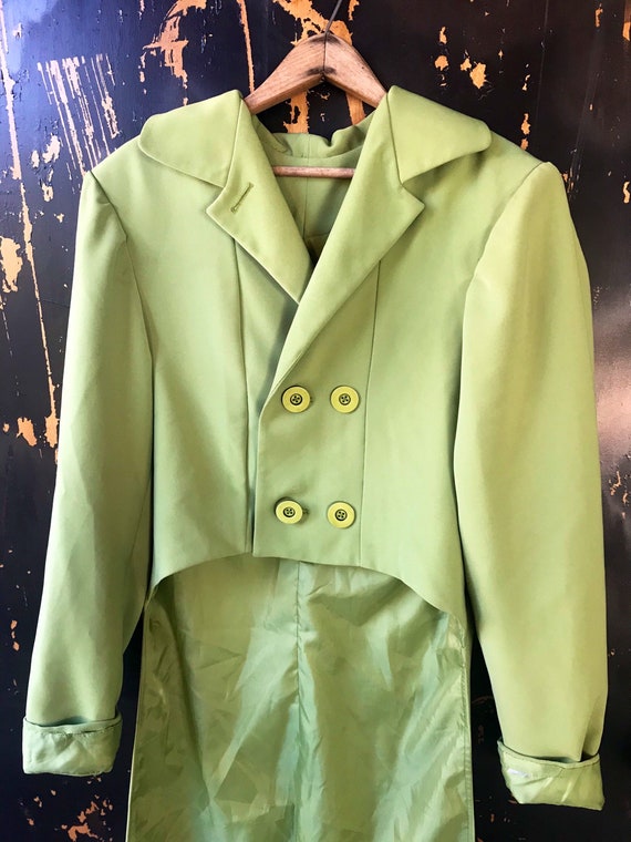 Vintage 60's Mod Lime Green/ Chartreuse High Low … - image 5