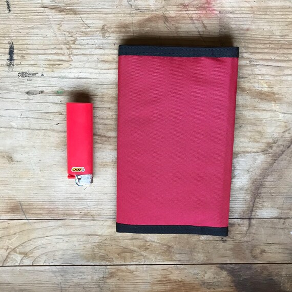 Vintage 80's Large Red Folding Wallet with Black … - image 2