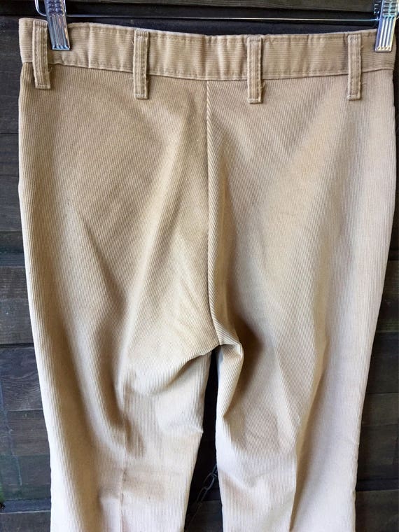 Vintage 70's Tan Corduroy High Waisted Flare Pant… - image 5