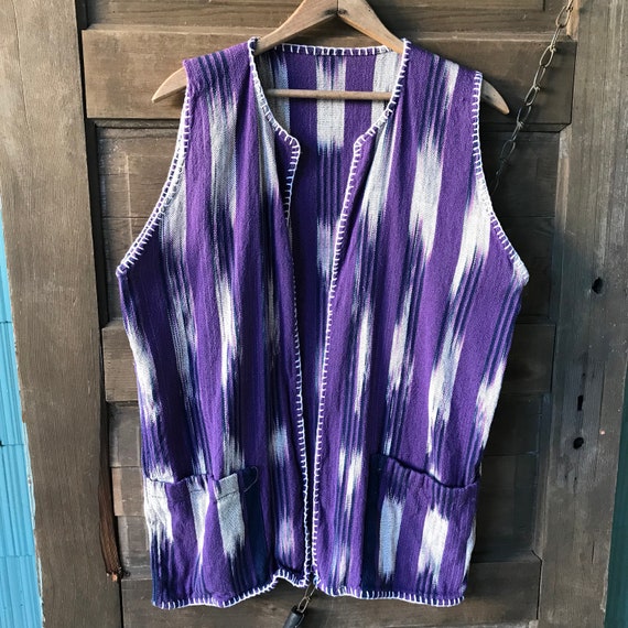 Vintage 70’s Purple Southwest Woven Open Vest wit… - image 1