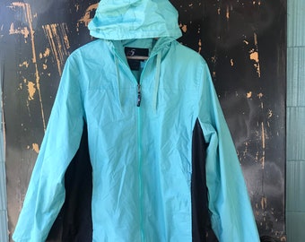 Vintage 90er Windbreaker Regenjacke mit Kapuze von I-5 Apparel Größe groß unisex