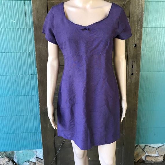 Vintage 90's Purple Linen Mini Dress by Esprit Si… - image 1