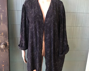 Vintage 80’s Black with Paisley Print Kimono Wrap/Cover Up size Large/Extra Large by Classic Woman