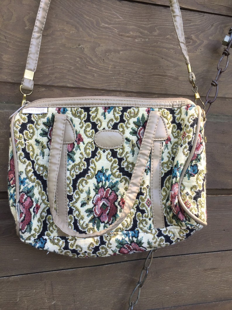 Adorable Vintage Small Tapestry Cross Body Purse by American Heritage