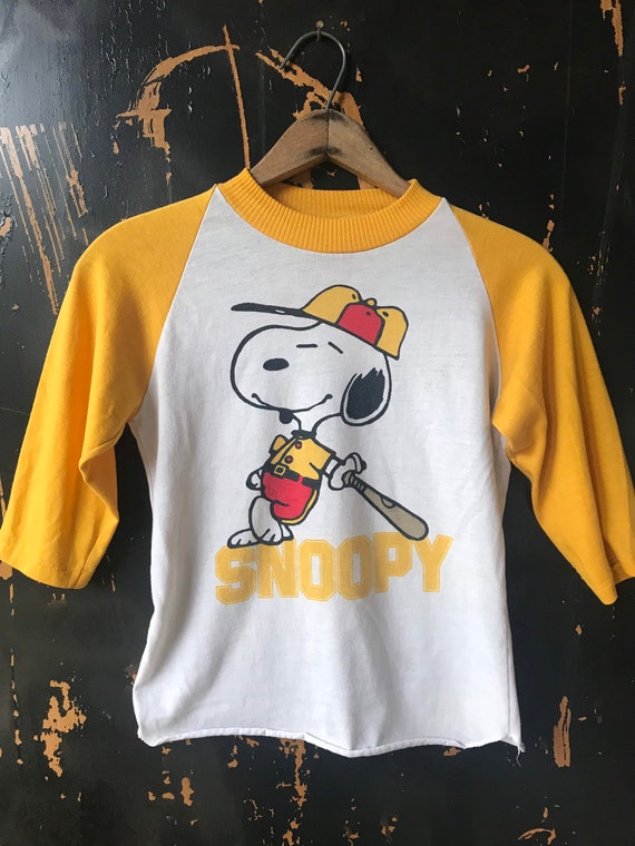 Vintage 70’s Rare Snoopy Raglan Baseball Tee Size… - image 1