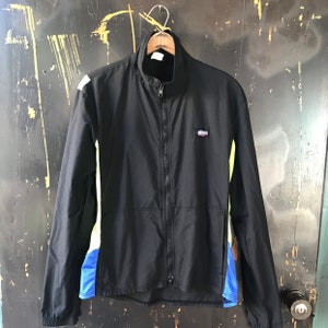 Vintage 80&#39;s Black with Neon Color Block Zip Up Nylon Windbreaker Jacket by Novara Size Medium