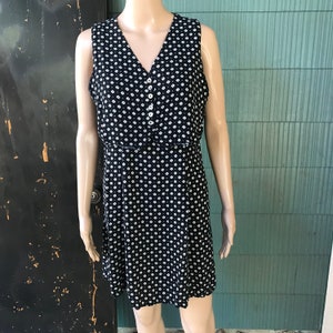 Vintage 90&#39;s Black and White Polka Dot Mini Dress with size Small/Medium