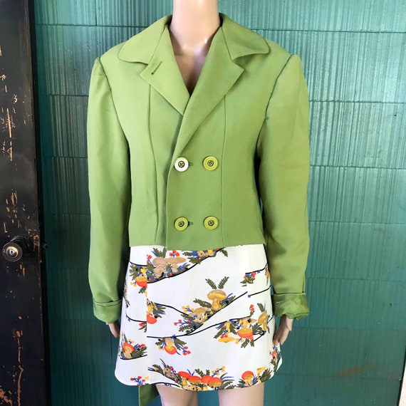 Vintage 60's Mod Lime Green/ Chartreuse High Low … - image 3