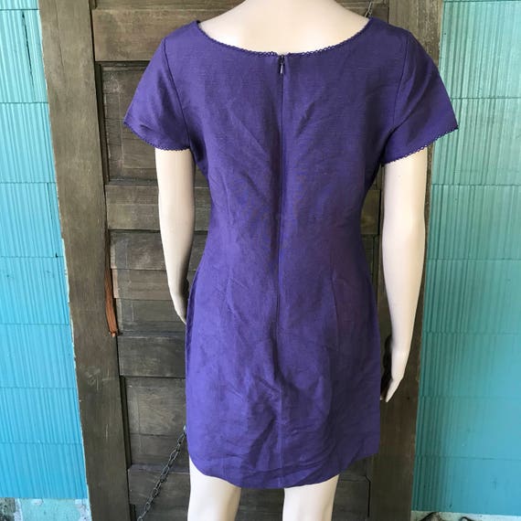 Vintage 90's Purple Linen Mini Dress by Esprit Si… - image 2