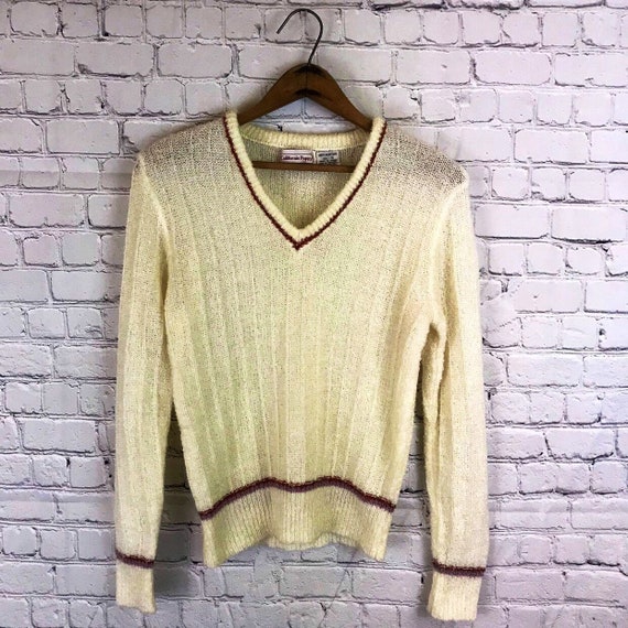 Vintage 70's Women's Off White with brown and Pin… - image 1