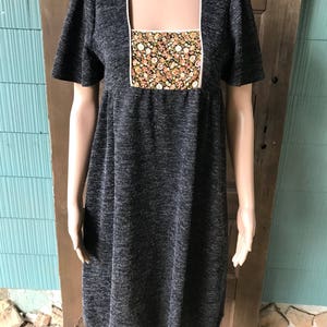 Vintage 70&#39;s Navy Blue Floral Bib Babydoll Prairie Dress by Dorthy Perkins size Small