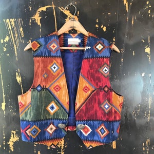 Vintage 90&#39;s All-over Southwest Print Vest by Cold Water Creek size women’s Medium