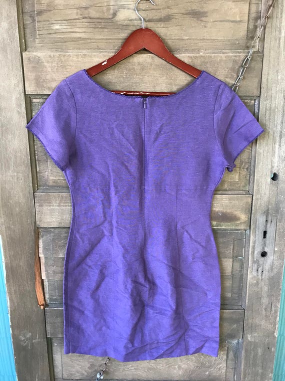 Vintage 90's Purple Linen Mini Dress by Esprit Si… - image 6